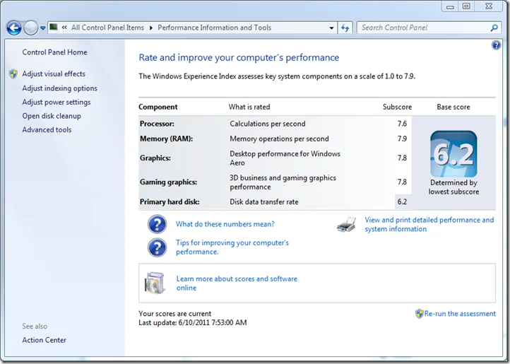 windows experience index