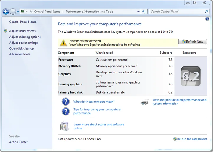 windows experience index
